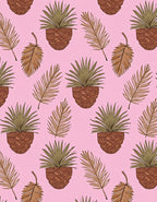 Pink Tropical Palm Leaves Rug