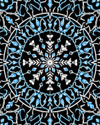Black And White Blue Snowflake Mandala Rug