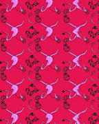 Crimson Pink Floral Ribbon Swirl Rug