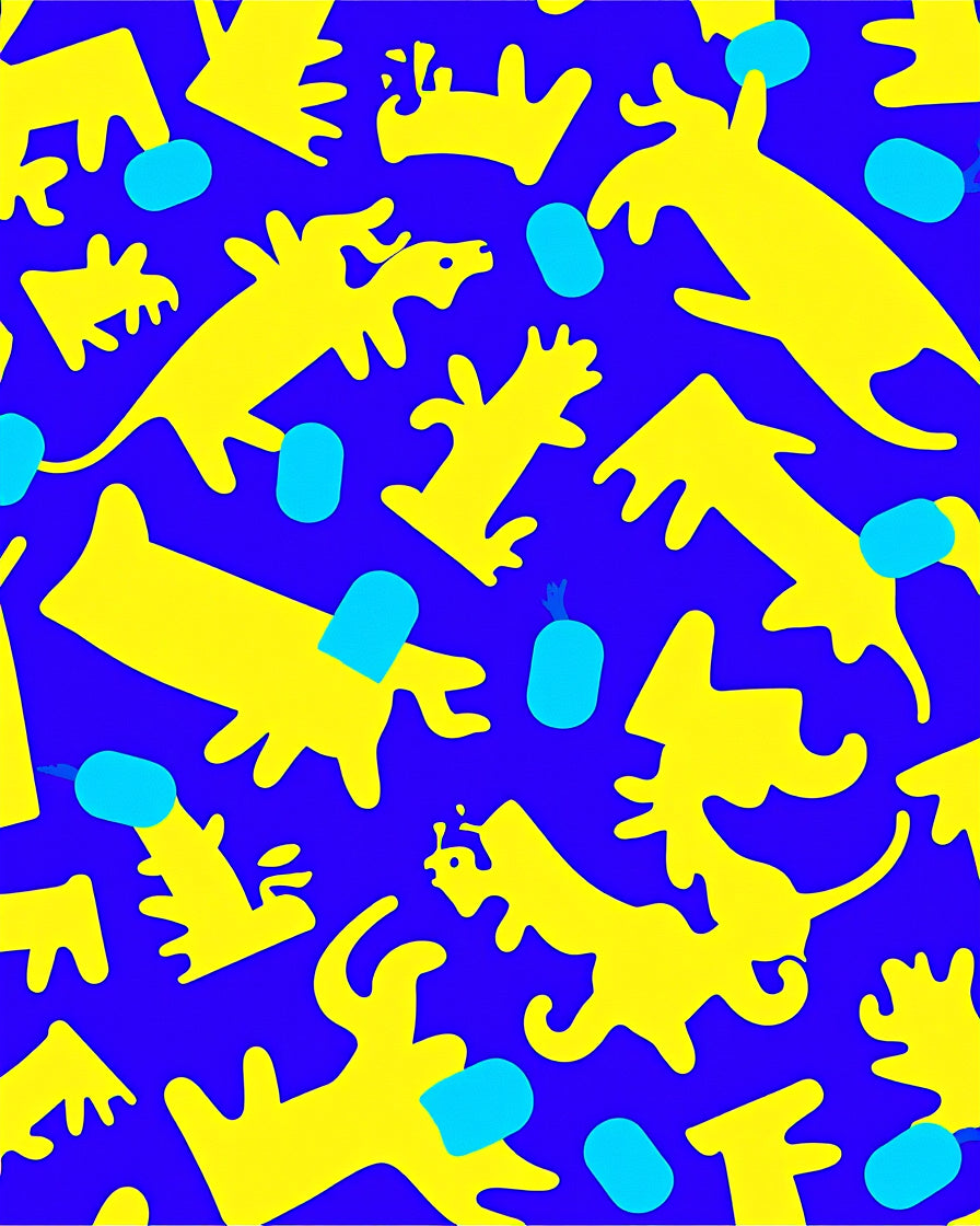 Yellow creatures on royal blue background Rug