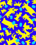 Yellow creatures on royal blue background Rug