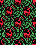 Whimsical Red Deer Green Foliage Rug