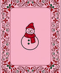 Pink Snowman Floral Border Rug