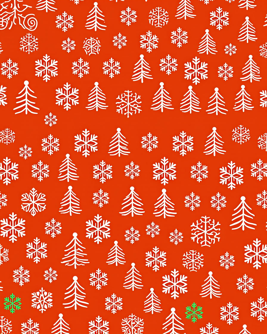 Festive White Snowflakes Christmas Trees Rug