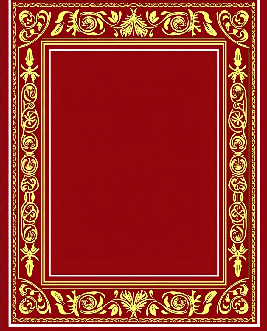 Gold Leaf Vine Scroll Border Rug