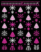 Whimsical Pink White Snowflakes Trees Rug