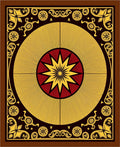 Crimson Yellow Sunburst Medallion Frame Rug