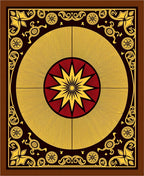 Crimson Yellow Sunburst Medallion Frame Rug