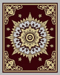 Crimson and Gold Floral Starburst Rug