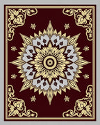 Crimson and Gold Floral Starburst Rug