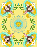Yellow Cartoon Character Floral Rug