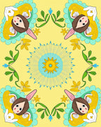 Yellow Cartoon Character Floral Rug
