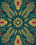 Emerald Golden Floral Medallion Ornament Rug