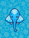 Cute Blue Elephant Swirls Rug
