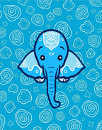 Cute Blue Elephant Swirls Rug
