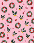 Pink Christmas Wreath Berry Garland Rug