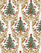 Vintage Red Green Christmas Tree Frame Rug