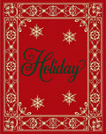 Red Gold Snowflake Holiday Scroll Rug