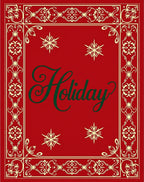 Red Gold Snowflake Holiday Scroll Rug