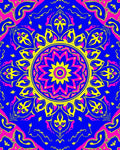 Vibrant Pink Yellow Blue Mandala Rug