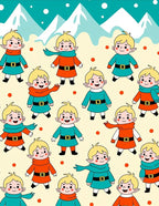 Whimsical Elf Friends Winter Mountains Rug
