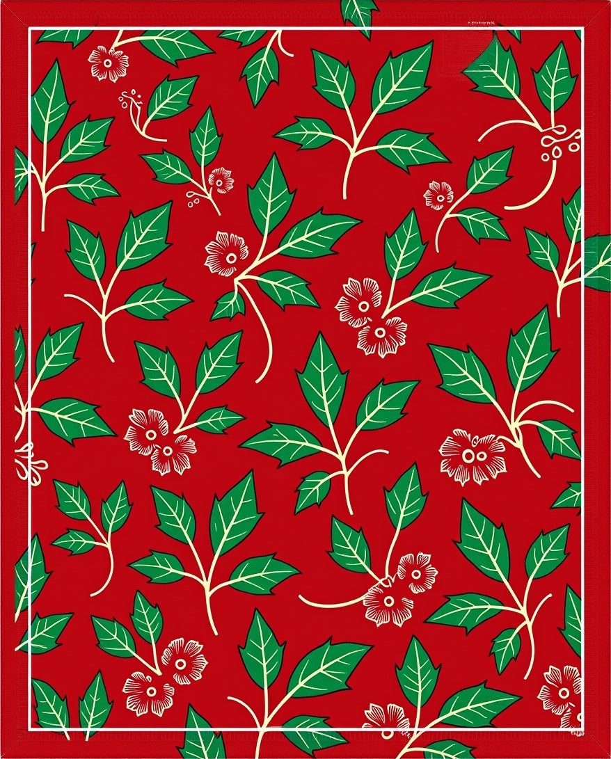 Classic Red Floral Vine Arrangement Rug