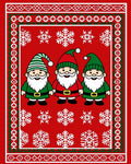 Festive Red Gnomes Snowflake Border Rug