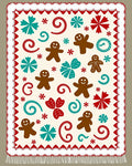 Cozy Gingerbread Men Teal Red Accents Rug