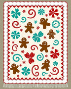 Cozy Gingerbread Men Teal Red Accents Rug
