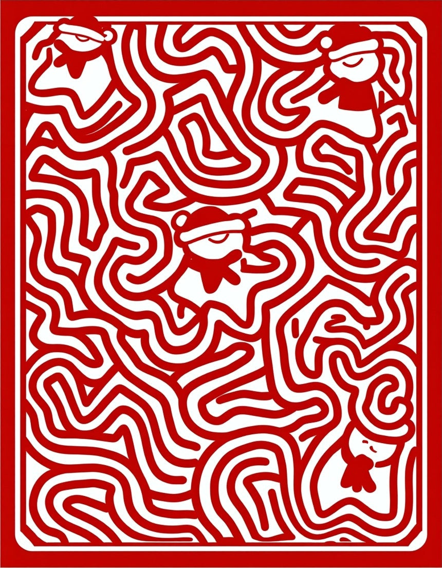 Crimson Santa Maze Characters Rug