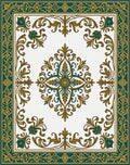 Elegant Teal Gold Medallion Border Rug