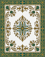 Elegant Teal Gold Medallion Border Rug
