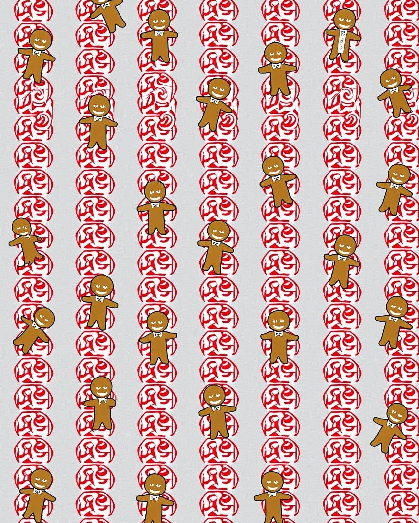 Gingerbread People Red Repeating Pattern Rug
