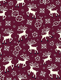 Cream Reindeer Snowflake Burgundy Accents Rug