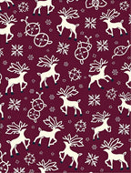 Cream Reindeer Snowflake Burgundy Accents Rug