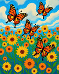Whimsical Orange Butterfly Garden Rug