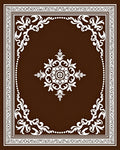Rich Brown White Floral Medallion Border Rug