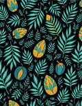 Teal Yellow Leafy Tropical Collage Rug