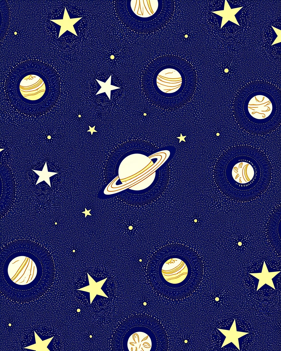Dark Blue Celestial Starry Planets Rug