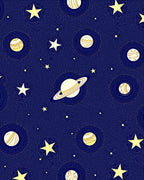 Dark Blue Celestial Starry Planets Rug