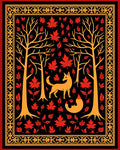 Golden Fox Red Maple Trees Border Rug