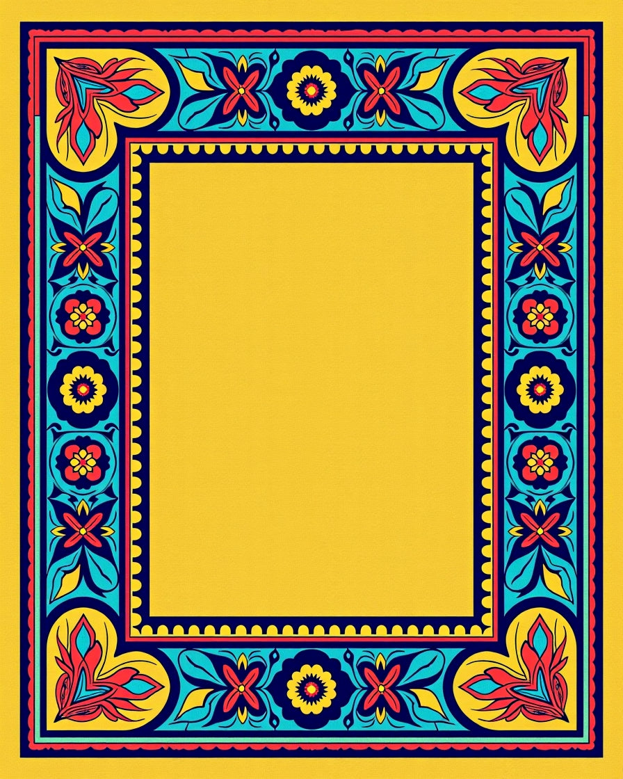 Vibrant Yellow Floral Border Rug