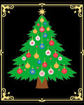 Festive Green Christmas Tree Ornaments Rug