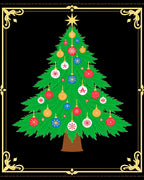 Festive Green Christmas Tree Ornaments Rug