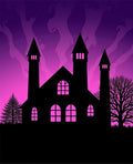 Gothic Castle Amethyst Sky Silhouette Rug