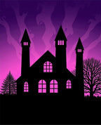 Gothic Castle Amethyst Sky Silhouette Rug