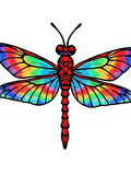Vibrant Rainbow Dragonfly Winged Creature Rug