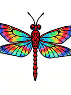 Vibrant Rainbow Dragonfly Winged Creature Rug