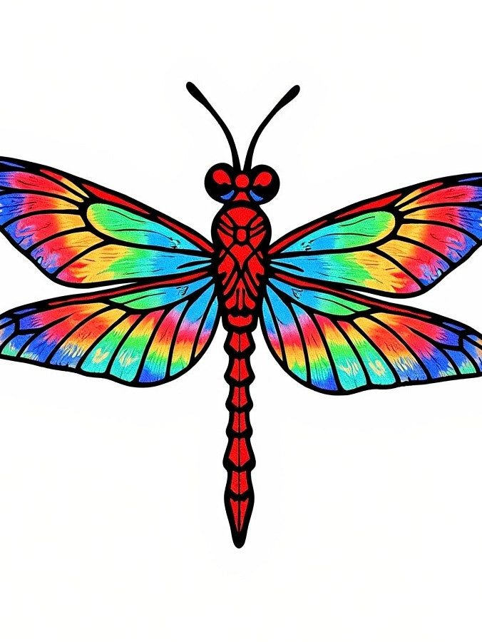 Vibrant Rainbow Dragonfly Winged Creature Rug