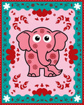 Pink Elephant Floral Border Rug
